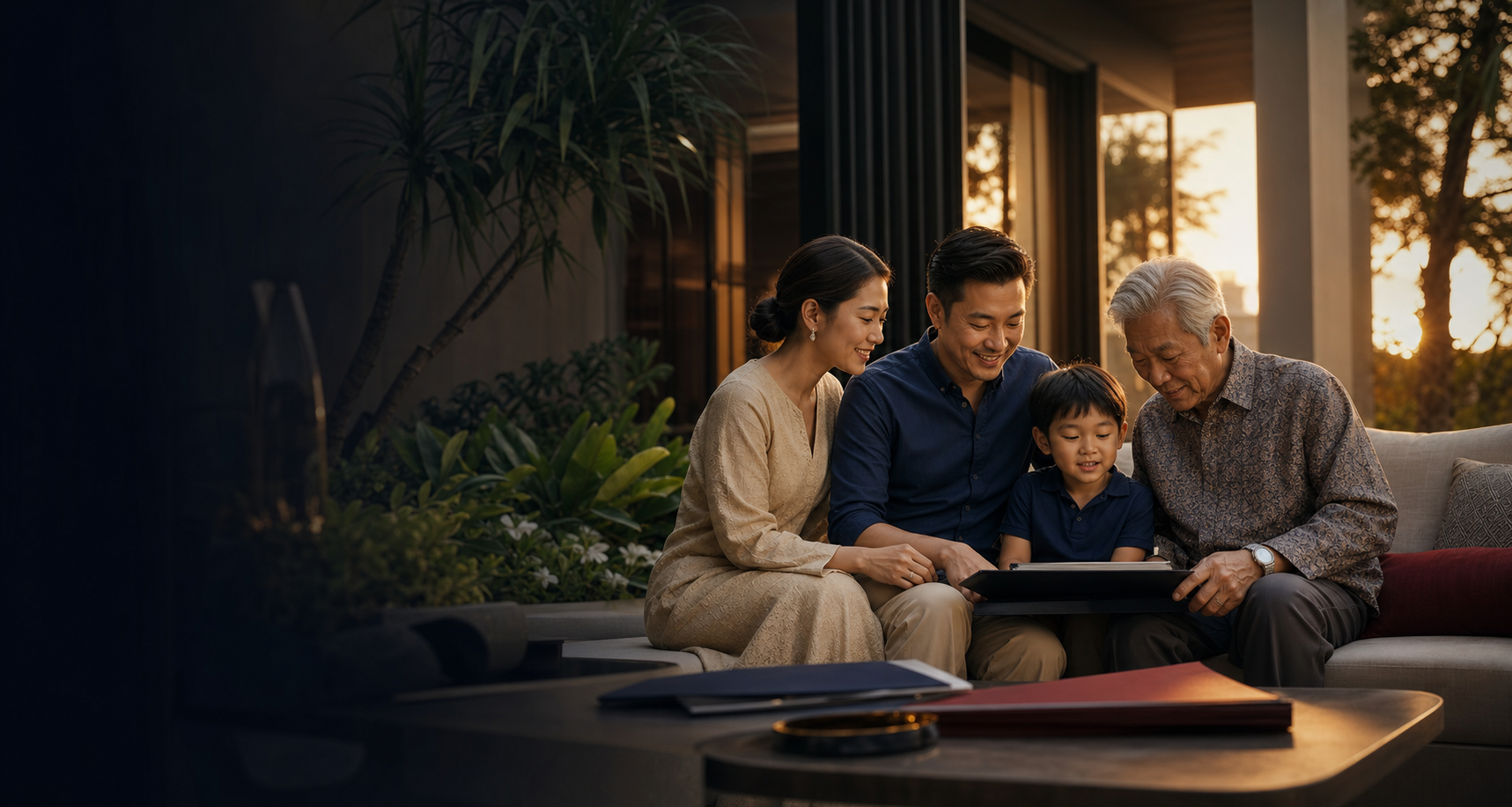 A multigenerational Malaysian family spending time together at home